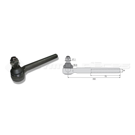 Tirant pour joint axial -- Base cône: 27.1 - Haut cône: 30.3 - Long. Rotule: 350  - Ref. 70148