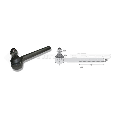 Tirant pour joint axial -- Base cône: 23.5 - Haut cône: 26.4 - Long. Rotule: 282  - Ref. 70178