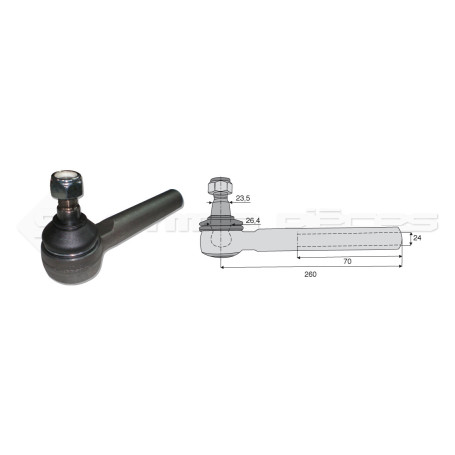 Tirant pour joint axial -- Base cône: 23.5 - Haut cône: 26.4 - Long. Rotule: 260  - Ref. 70286