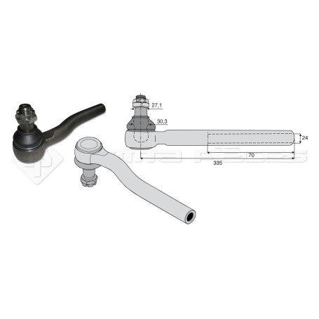 Tirant pour joint axial -- Base cône: 27.1 - Haut cône: 30.3 - Long. Rotule: 335  - Ref. 70205