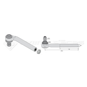 Tirant pour joint axial -- Base cône: 23.5 - Haut cône: 26.4 - Long. Rotule: 370  - Ref. 70891