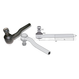 Tirant pour joint axial - Base cône: 24.5 - Haut cône: 28.4 - Long. Rotule: 340  - Réf : DA23998 - Ref: ROT90184