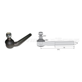 Tirant pour joint axial - Base cône: 23.5 - Haut cône: 26.4 - Long. Rotule: 315  - Réf : DA24019 - Ref: ROT70233