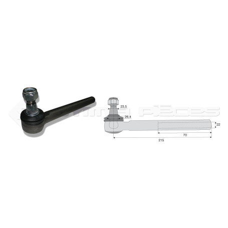 Tirant pour joint axial -- Base cône: 23.5 - Haut cône: 26.4 - Long. Rotule: 215  - Ref. 70130