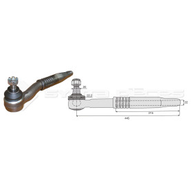 Tirant pour joint axial -- Base cône: 20 - Haut cône: 22.2 - Long. Rotule: 445  - Ref. 80198