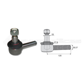 Filetage extérieur -- Base cône: 25 - Haut cône: 27.8 - Long. Rotule: 120 - Diam. Tige: 28.57