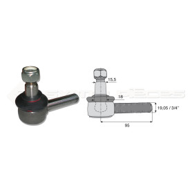 Rotule filetage extérieur -- Base cône: 15.5 - Haut cône: 18 - Long. Rotule: 95 - Diam. Tige: 19.05