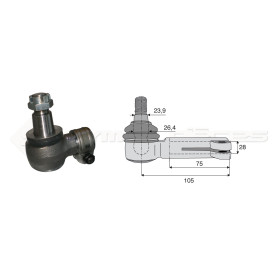 Filetage intérieur -- Base cône: 23.9 - Haut cône: 26.4 - Long. Rotule: 105 - Diam. Tige: 28 - Ref: ROT80394