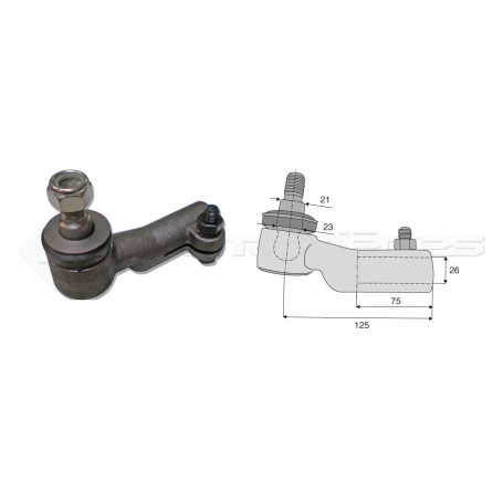 Filetage intérieur -- Base cône: 21 - Haut cône: 23 - Long. Rotule: 125 - Diam. Tige: 26