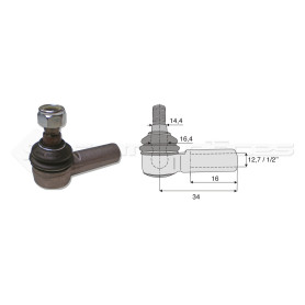 Filetage intérieur -- Base cône: 14.4 - Haut cône: 16.4 - Long. Rotule: 34 - Diam. Tige: 12.7