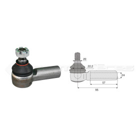Filetage intérieur -- Base cône: 20 - Haut cône: 22.2 - Long. Rotule: 95 - Diam. Tige: 24