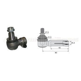 Filetage intérieur -- Base cône: 27.5 - Haut cône: 31.5 - Long. Rotule: 80 - Diam. Tige: 25.4