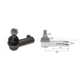 Filetage intérieur -- Base cône: 16.9 - Haut cône: 19.8 - Long. Rotule: 105 - Diam. Tige: 23.8 - Ref: ROT70409