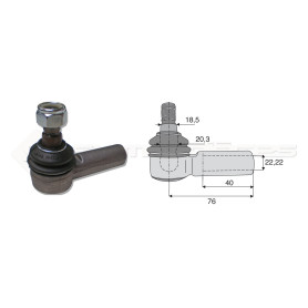 Rotule filetage intérieur -- Base cône: 18.5 - Haut cône: 20.3 - Long. Rotule: 76 - Diam. Tige: 22.22