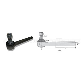 Tirant pour joint axial -- Base cône: 23.5 - Haut cône: 26.4 - Long. Rotule: 409 - Ref: ROT70921