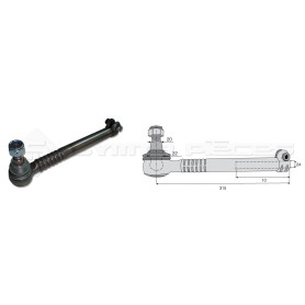 Tirant pour joint axial -- Base cône: 20 - Haut cône: 22 - Long. Rotule: 315 - Ref: ROT90205