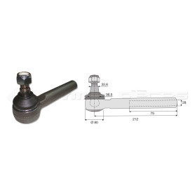 Tirant pour joint axial -- Base cône: 32.6 - Haut cône: 36.5 - Long. Rotule: 212 - Ref: ROT70676