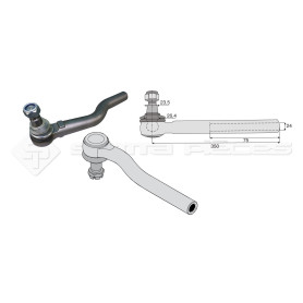 Tirant pour joint axial -- Base cône: 23.5 - Haut cône: 26.4 - Long. Rotule: 335