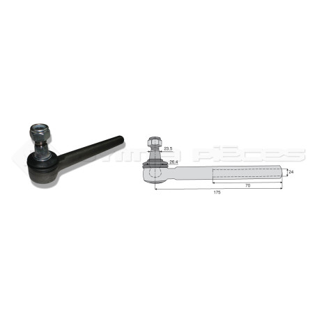 Tirant pour joint axial -- Base cône: 23.5 - Haut cône: 26.4 - Long. Rotule: 175