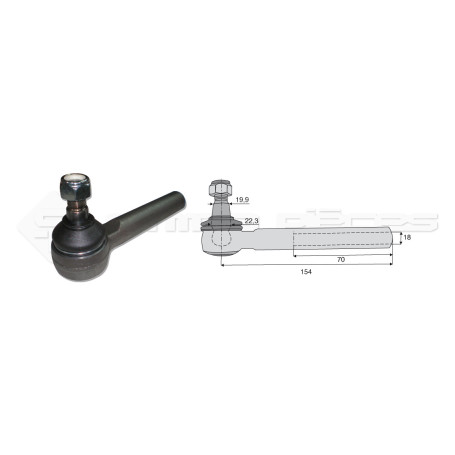 Tirant pour joint axial -- Base cône: 19.9 - Haut cône: 22.3 - Long. Rotule: 154