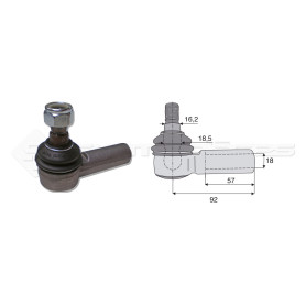 Tirant pour joint axial -- Base cône: 16.2 - Haut cône: 18.5 - Long. Rotule: 92 - Ref: ROT70612