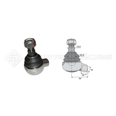 Tirant pour joint axial -- Base cône: 19.9 - Haut cône: 22.3 - Long. Rotule: 54