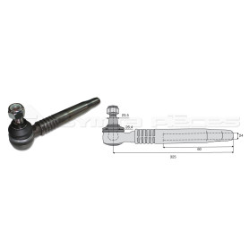 Tirant pour joint axial -- Base cône: 23.5 - Haut cône: 26.4 - Long. Rotule: 325