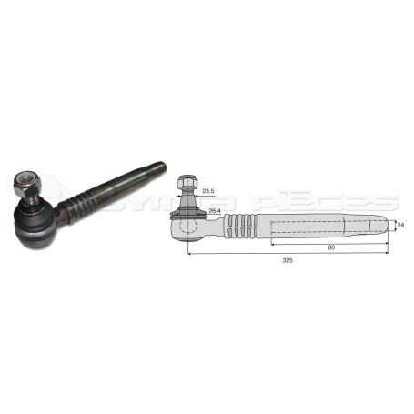 Tirant pour joint axial -- Base cône: 23.5 - Haut cône: 26.4 - Long. Rotule: 325