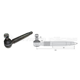 Tirant pour joint axial -- Base cône: 29 - Haut cône: 32 - Long. Rotule: 225 - Ref: ROT90222