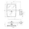 Rétroviseur avec bras G. 235x180 EA40 Ø20 -Diam. du bras : 20 mm -Longueur du bras : 205 mm