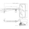 Rétroviseur avec bras télescopique G. 420x200 EA65 Ø18 -Diam. du bras : 18 mm -Longueur du bras : 575 mm