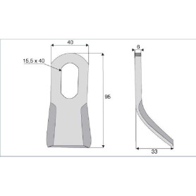 Couteau Y  - Bomford - Long. : 95mm - Diam du trou : 15.5x40mm - Ref: SYL127101