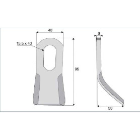 Couteaux Y Diam 15.5  section 40X6mm