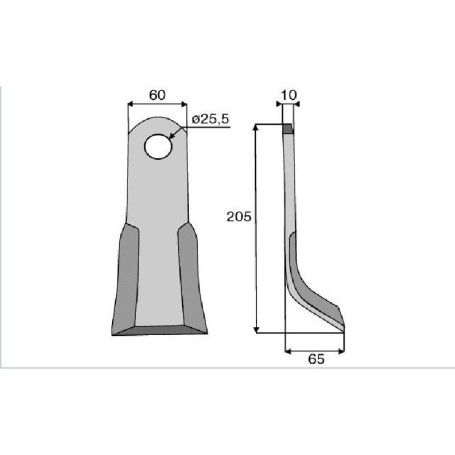 Couteau Y Diam 25,5  Section 60X10 mm