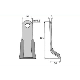 Couteau Y  - Breviglieri - Long. : 125mm - Diam du trou : 16.5mm