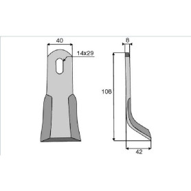 Couteau Y Diam 14X29 Section 40X8 mm