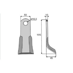 Couteau Y Diam 16,5  Section 50x10 mm