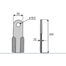Couteau droit Diam 16,5 Section 50x10 mm