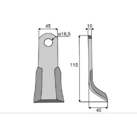 Couteau Y Diam 16,5 Section 45x10 mm