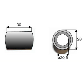 Bague / Entretoise / Rondelle  - Nicolas - Long. : 60mm - Diam du trou : 20.5mm - Epaisseur :  - Larg. Fixation : 28 - Ref: SYL2