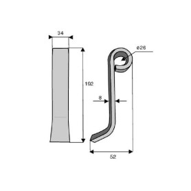 Palette de ventilation Diam 26,5 Section 34x8