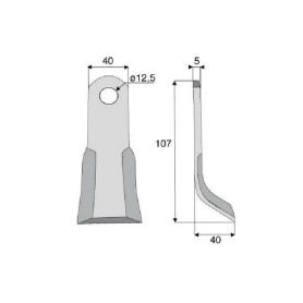 Couteau Y  - Palladino - Long. : 100mm - Diam du trou : 12.5mm - Ref: SYL298015