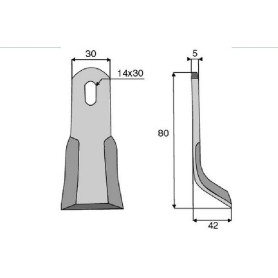 Couteau Y Diam 14x30 Section 30x5 mm