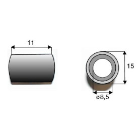 Bague / Entretoise / Rondelle  - Rousseau - Long. : 11mm - Diam du trou : 8.5mm - Ref: SYL322944