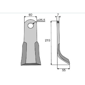 Couteau Y Diam 25,5 Section 60x7