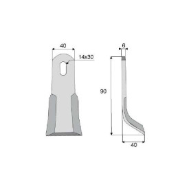 Couteau Y Diam 14x30 Section 40x6 mm