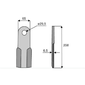 Couteau droit  Diam 29,5 Section 65x6.5 mm