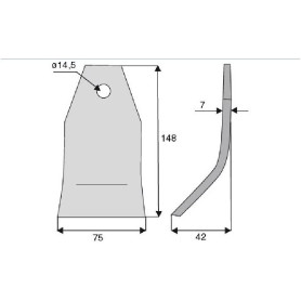 Fléau Taarup Diam 14,5 Section 75x7 mm