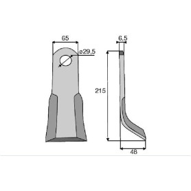 Couteau Y Agram Diam 29,5 Section 65x6.5 mm