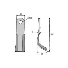 Couteau universel BISO Diam 20,5 Section 40x8 mm